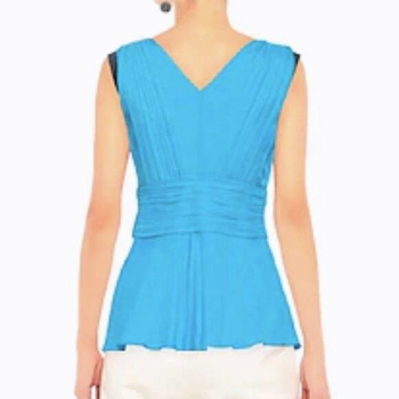 Emilio Pucci Gathered silk and cotton blend chiffon top azure size 8 - Picture 2 of 12